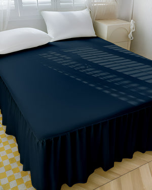 Midnight Sky- Ultra-Soft Microfiber Ruffled Bed Skirt- Navy Blue-Bed Skirts-Shreem Linen-Slumber Sphere