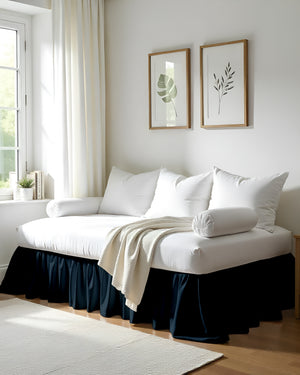 Midnight Tide Daybed Skirt – Classic Navy Ruffle Design-Bed Skirts-Shreem Linen-Slumber Sphere