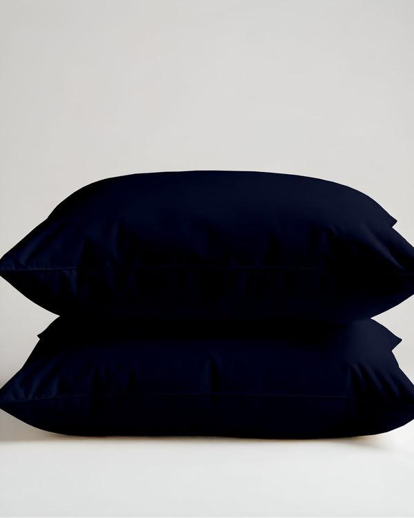 CloudCotton - Set of 2 Piece Pillow Cover with Rich Color & Silken Finish in Navy Blue-Pillowcases-Cottingon-Slumber Sphere