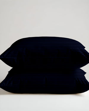 Midnight Coast Navy Striped 2 Piece Pillow Covers-Pillowcases-Cottingon-Slumber Sphere