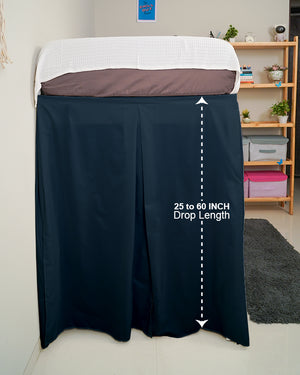 SmartPleat – Microfiber 1 Piece Pleated Dorm Bed Skirt - Navy Blue-Bed Skirts-Shreem Linen-Slumber Sphere