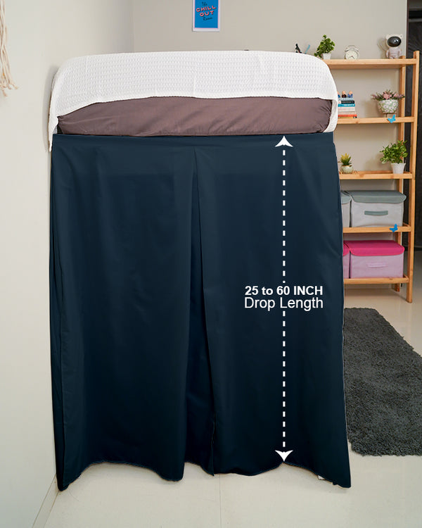 SmartPleat – Microfiber 1 Piece Pleated Dorm Bed Skirt - Navy Blue-Bed Skirts-Shreem Linen-Slumber Sphere
