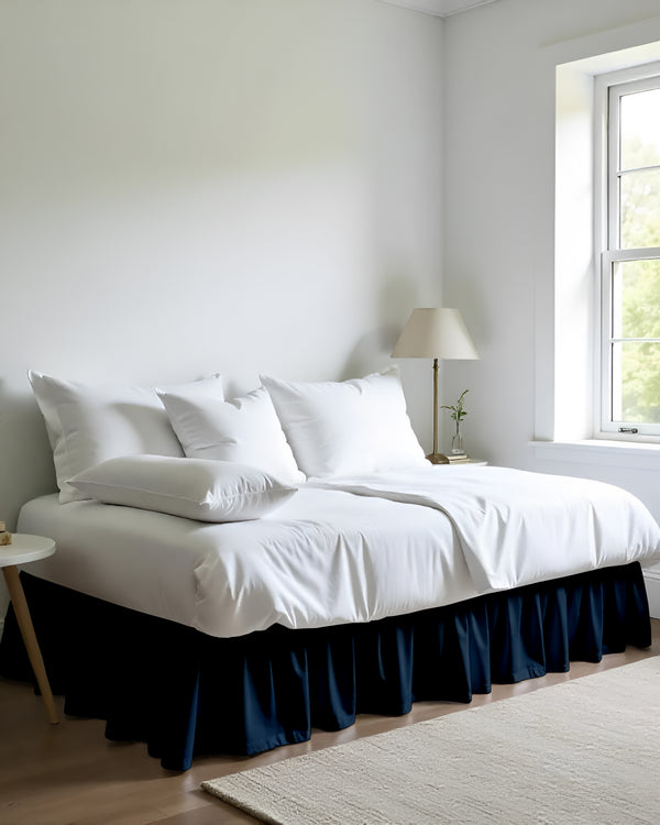 Midnight Tide Daybed Skirt – Classic Navy Ruffle Design-Bed Skirts-Shreem Linen-Slumber Sphere