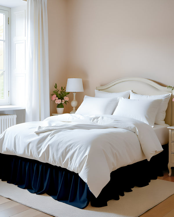 Midnight Sky- Ultra-Soft Microfiber Ruffled Bed Skirt- Navy Blue-Bed Skirts-Shreem Linen-Slumber Sphere