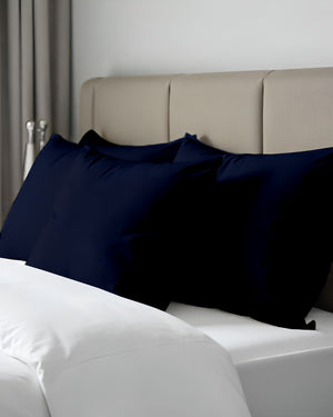 CloudCotton - Set of 2 Piece Pillow Cover with Rich Color & Silken Finish in Navy Blue-Pillowcases-Cottingon-Slumber Sphere