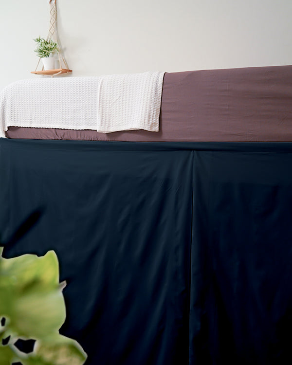 SmartPleat – Microfiber 1 Piece Pleated Dorm Bed Skirt - Navy Blue-Bed Skirts-Shreem Linen-Slumber Sphere