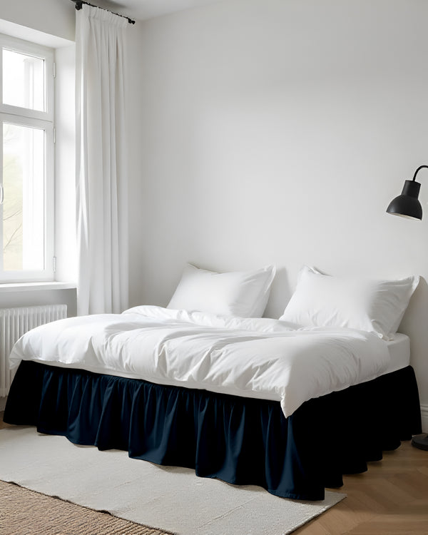 Midnight Tide Daybed Skirt – Classic Navy Ruffle Design-Bed Skirts-Shreem Linen-Slumber Sphere