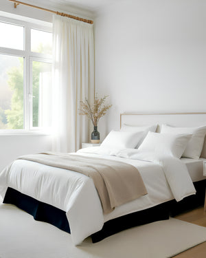 Neatflair Pleated Bed Skirt- 1 Piece, Navy Blue-Bed Skirts-Shreem Linen-Slumber Sphere