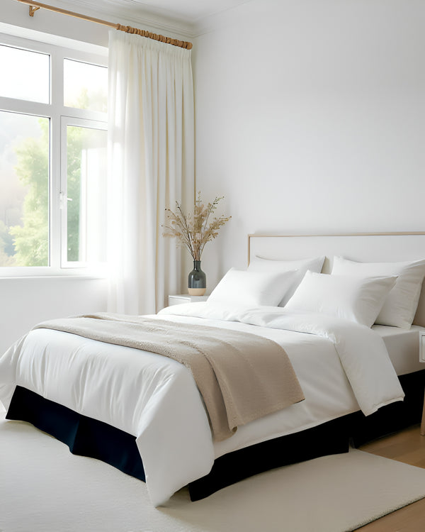 Neatflair Pleated Bed Skirt- 1 Piece, Navy Blue-Bed Skirts-Shreem Linen-Slumber Sphere