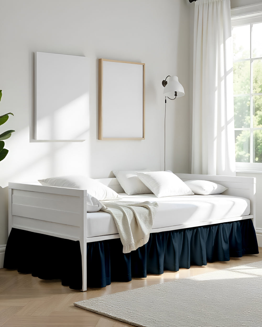 Midnight Tide Daybed Skirt – Classic Navy Ruffle Design-Bed Skirts-Shreem Linen-Slumber Sphere