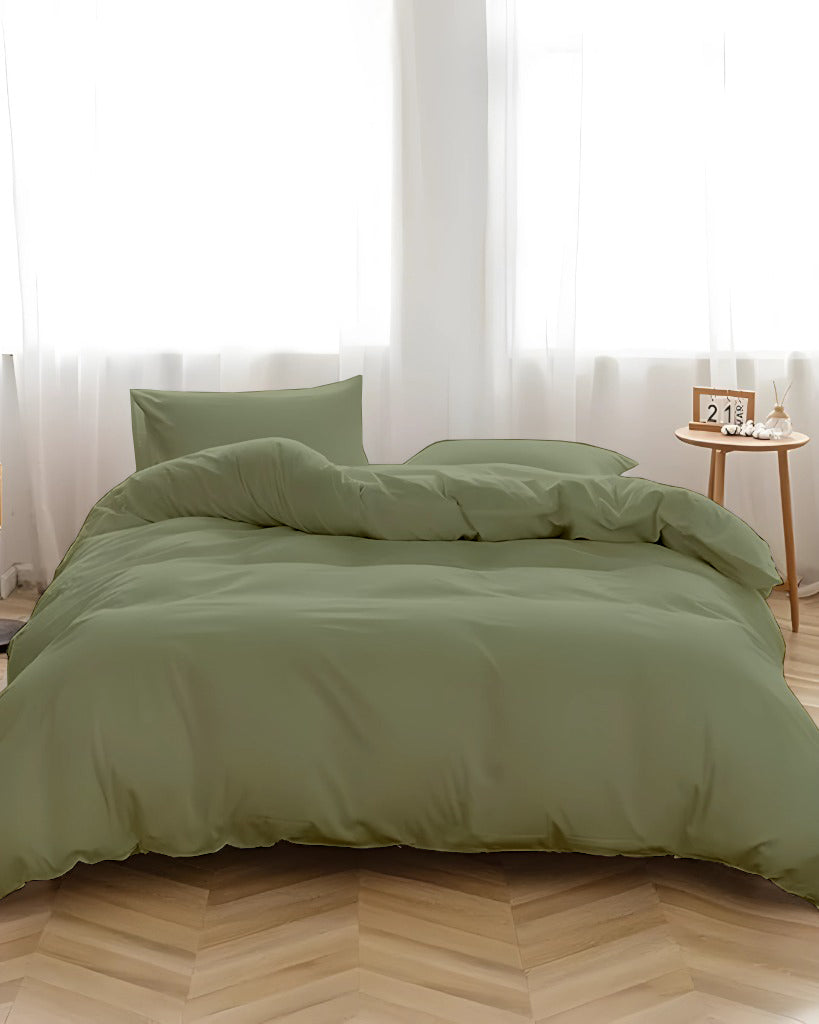 DreamHaven – Breathable & Beautiful 3 Piece Cotton Duvet Cover - Sage-Bed Layers-Cottington Lane-Slumber Sphere