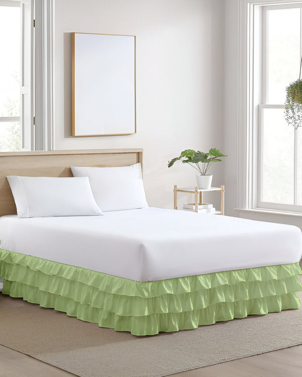 GraceLoom Tiered Ruffle Bed Skirt, Sage Green-Bed Skirts-Shreem Linen-Slumber Sphere