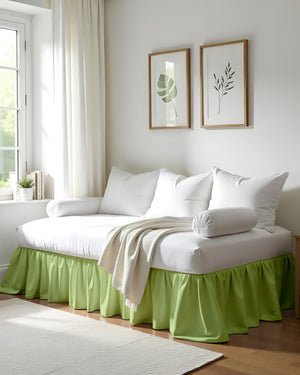 Sage Bloom Daybed Skirt – Elegant Ruffles in Soothing Green-Bed Skirts-Shreem Linen-Slumber Sphere