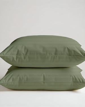Herbal Calm Sage Striped 2 Piece Pillow Covers-Pillowcases-Cottingon-Slumber Sphere