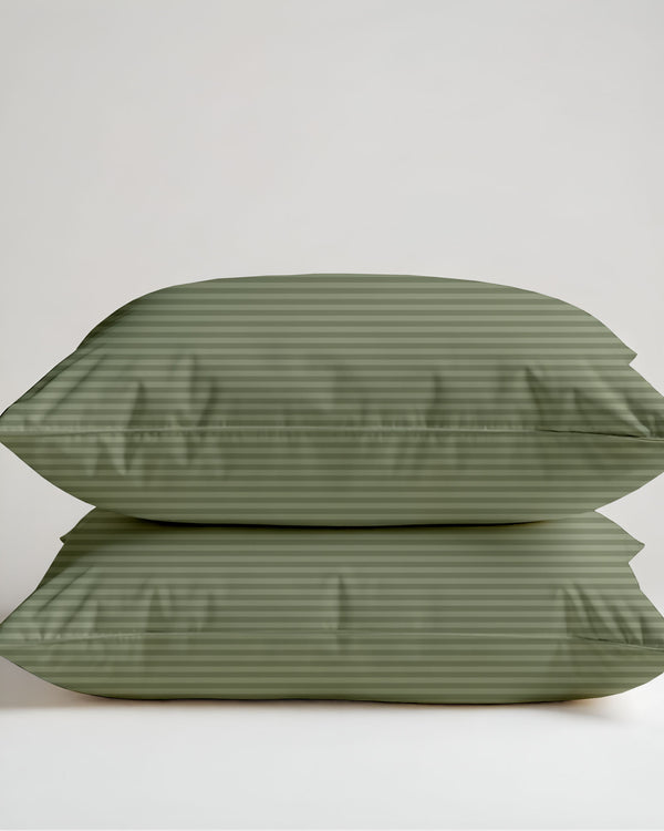 Herbal Calm Sage Striped 2 Piece Pillow Covers-Pillowcases-Cottingon-Slumber Sphere