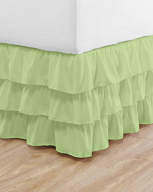 GraceLoom Tiered Ruffle Bed Skirt, Sage Green-Bed Skirts-Shreem Linen-Slumber Sphere