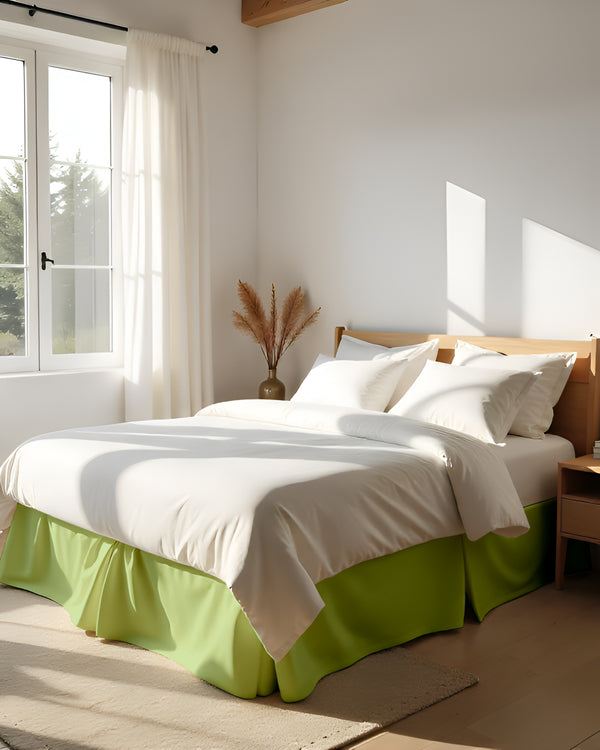 Neatflair Pleated Bed Skirt- 1 Piece, Sage Green-Bed Skirts-Shreem Linen-Slumber Sphere
