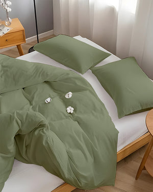 DreamHaven – Breathable & Beautiful 3 Piece Cotton Duvet Cover - Sage-Bed Layers-Cottington Lane-Slumber Sphere