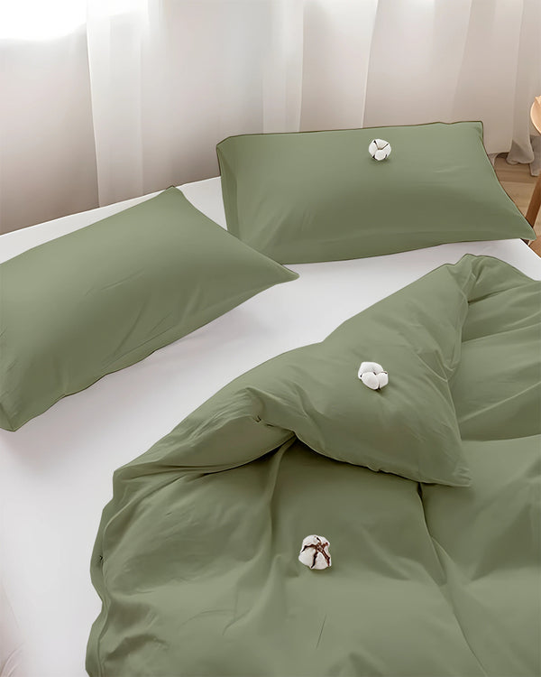 DreamHaven – Breathable & Beautiful 3 Piece Cotton Duvet Cover - Sage-Bed Layers-Cottington Lane-Slumber Sphere
