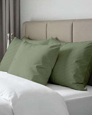 Herbal Calm Sage Striped 2 Piece Pillow Covers-Pillowcases-Cottingon-Slumber Sphere