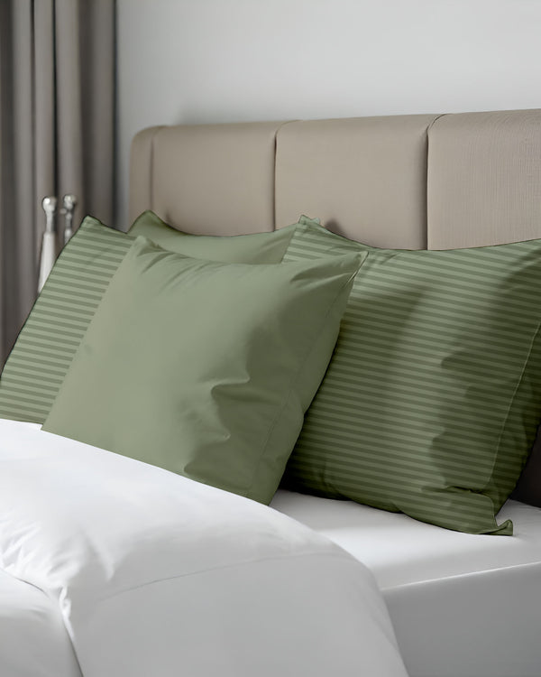 Herbal Calm Sage Striped 2 Piece Pillow Covers-Pillowcases-Cottingon-Slumber Sphere