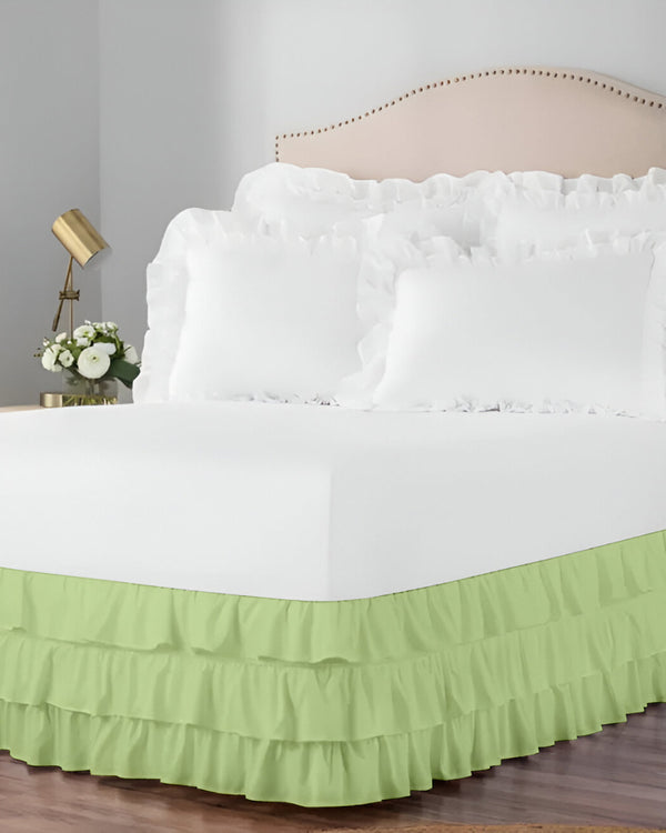 GraceLoom Tiered Ruffle Bed Skirt, Sage Green-Bed Skirts-Shreem Linen-Slumber Sphere