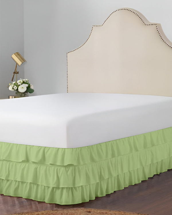 GraceLoom Tiered Ruffle Bed Skirt, Sage Green-Bed Skirts-Shreem Linen-Slumber Sphere