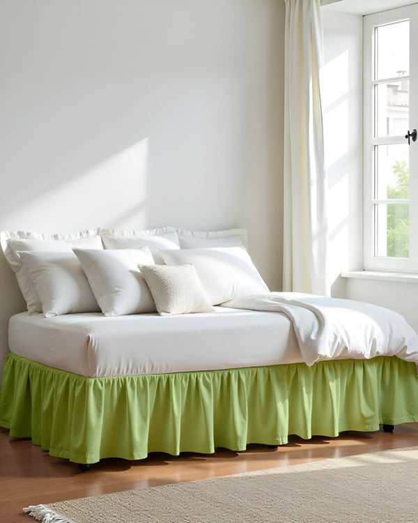 Sage Bloom Daybed Skirt – Elegant Ruffles in Soothing Green-Bed Skirts-Shreem Linen-Slumber Sphere