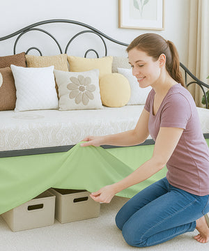 Luxe Pleated Microfiber 1 Piece Daybed Skirt- Sage-Bed Skirts-Shreem Linen-Slumber Sphere