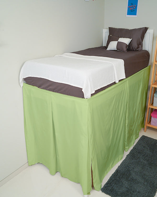 SmartPleat – Microfiber 1 Piece Pleated Dorm Bed Skirt - Sage-Bed Skirts-Shreem Linen-Slumber Sphere
