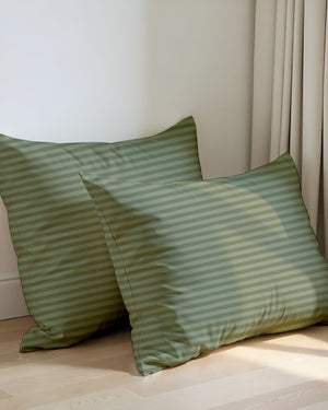 Herbal Calm Sage Striped 2 Piece Pillow Covers-Pillowcases-Cottingon-Slumber Sphere