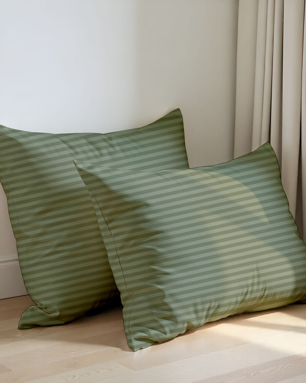 Herbal Calm Sage Striped 2 Piece Pillow Covers-Pillowcases-Cottingon-Slumber Sphere