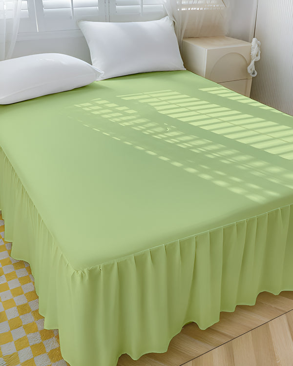 Graceful Green- Ultra-Soft Microfiber Ruffled Bed Skirt- Sage-Bed Skirts-Shreem Linen-Slumber Sphere