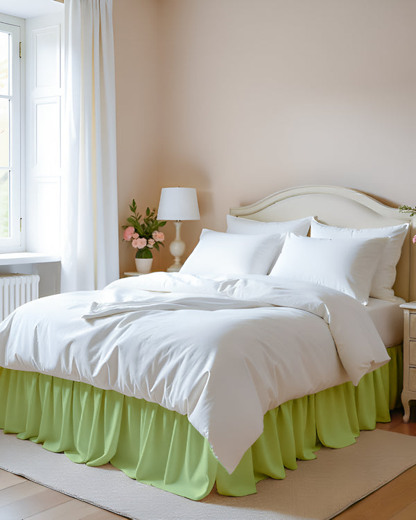 Graceful Green- Ultra-Soft Microfiber Ruffled Bed Skirt- Sage-Bed Skirts-Shreem Linen-Slumber Sphere