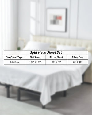 SplitLuxe Giza 4 Piece Split head Sheet Set - White