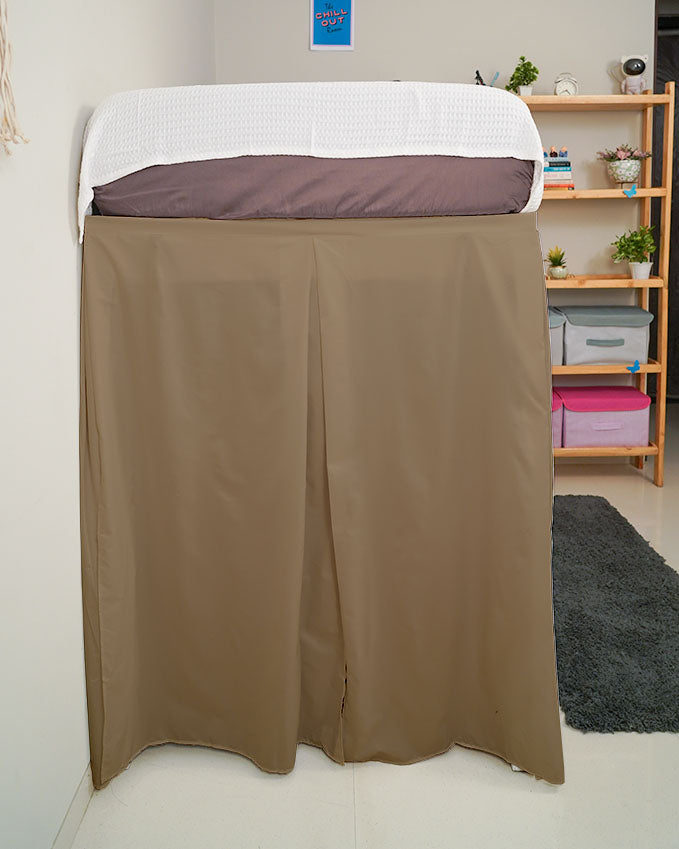 SmartPleat – Microfiber 1 Piece Pleated Dorm Bed Skirt - Taupe-Bed Skirts-Shreem Linen-Slumber Sphere