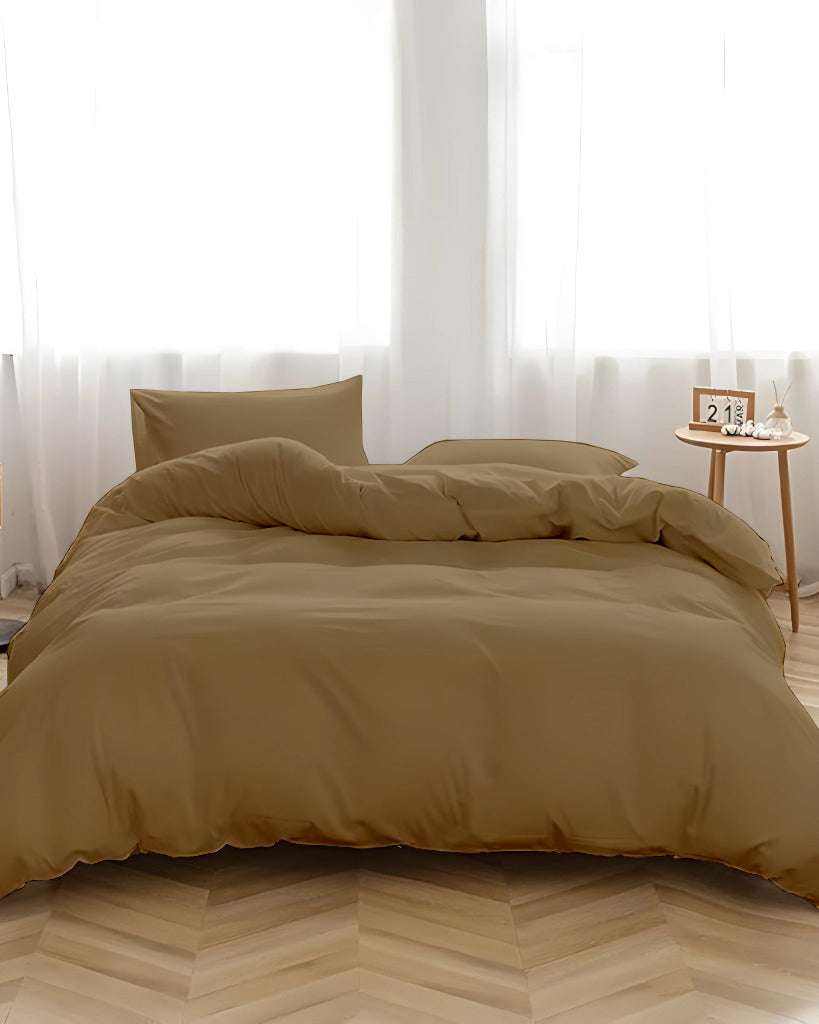 DreamHaven – Breathable & Beautiful 3 Piece Cotton Duvet Cover - Taupe-Bed Layers-Cottington Lane-Slumber Sphere