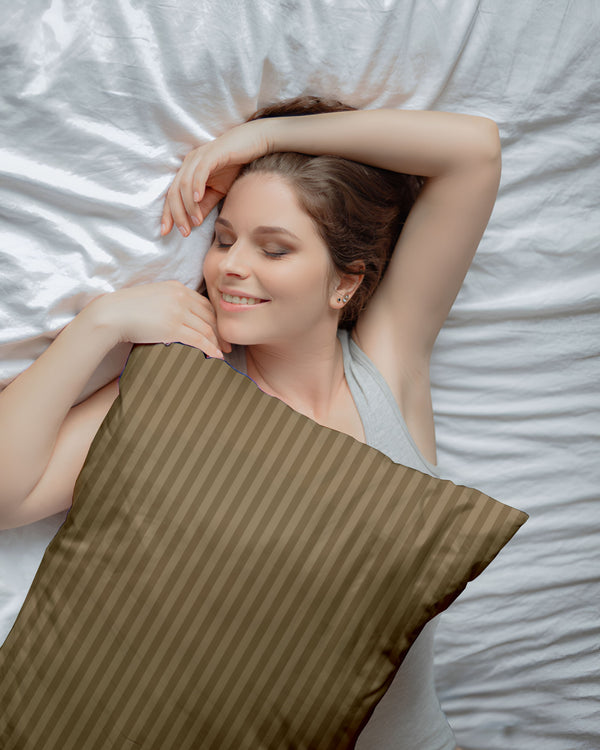 Sandy Haze Taupe Striped 2 Piece Pillow Covers-Pillowcases-Cottingon-Slumber Sphere