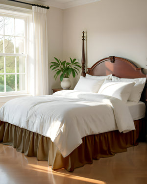 Earthy Bliss- Ultra-Soft Microfiber Ruffled Bed Skirt- Taupe-Bed Skirts-Shreem Linen-Slumber Sphere
