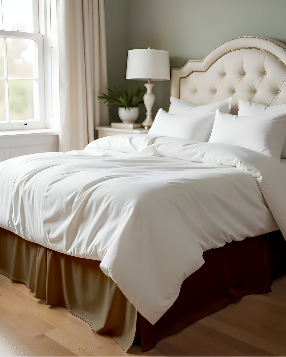 Neatflair Pleated Bed Skirt- 1 Piece, Taupe-Bed Skirts-Shreem Linen-Slumber Sphere
