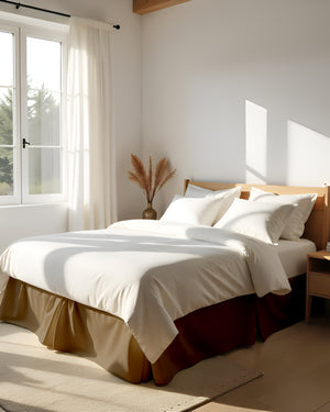 Neatflair Pleated Bed Skirt- 1 Piece, Taupe-Bed Skirts-Shreem Linen-Slumber Sphere