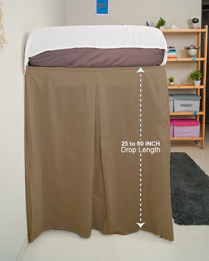 SmartPleat – Microfiber 1 Piece Pleated Dorm Bed Skirt - Taupe-Bed Skirts-Shreem Linen-Slumber Sphere