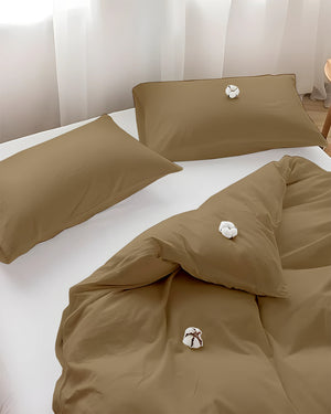 DreamHaven – Breathable & Beautiful 3 Piece Cotton Duvet Cover - Taupe-Bed Layers-Cottington Lane-Slumber Sphere