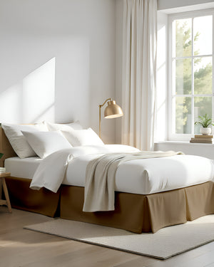 Neatflair Pleated Bed Skirt- 1 Piece, Taupe-Bed Skirts-Shreem Linen-Slumber Sphere