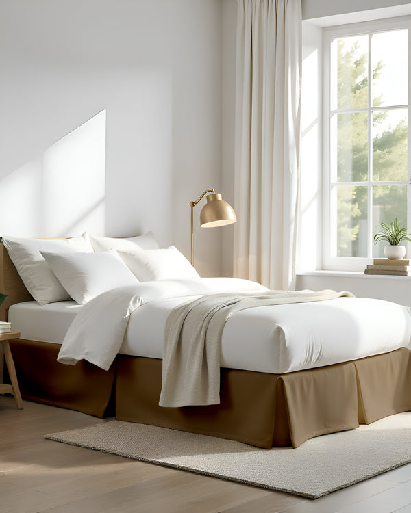Neatflair Pleated Bed Skirt- 1 Piece, Taupe-Bed Skirts-Shreem Linen-Slumber Sphere