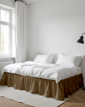 Sun-drenched Haven Ruffle Daybed Skirt – Calm Taupe Tone-Bed Skirts-Shreem Linen-Slumber Sphere