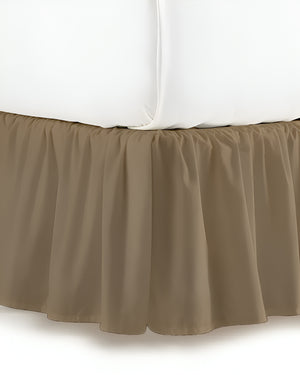 Earthy Bliss- Ultra-Soft Microfiber Ruffled Bed Skirt- Taupe-Bed Skirts-Shreem Linen-Slumber Sphere