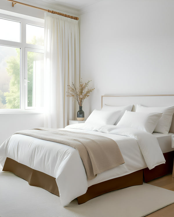 Neatflair Pleated Bed Skirt- 1 Piece, Taupe-Bed Skirts-Shreem Linen-Slumber Sphere