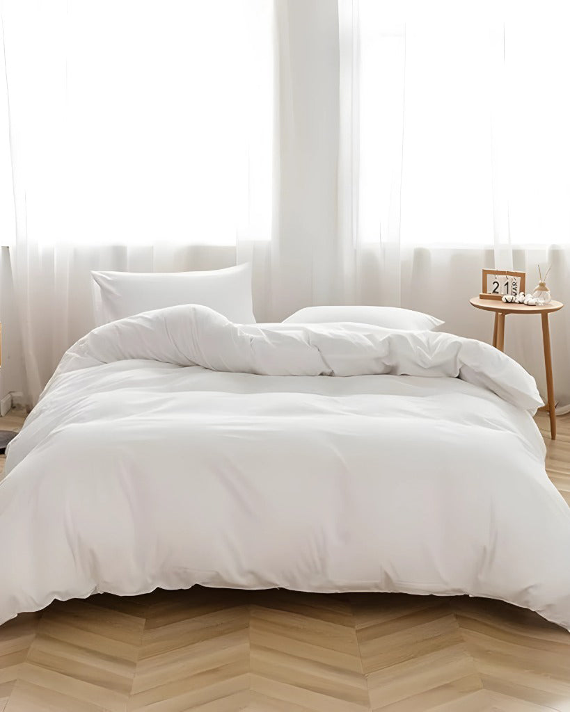 DreamHaven – Breathable & Beautiful 3 Piece Cotton Duvet Cover - White-Bed Layers-Cottington Lane-Slumber Sphere