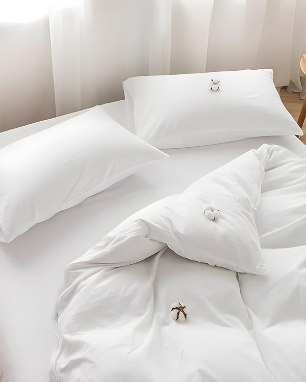 DreamHaven – Breathable & Beautiful 3 Piece Cotton Duvet Cover - White-Bed Layers-Cottington Lane-Slumber Sphere